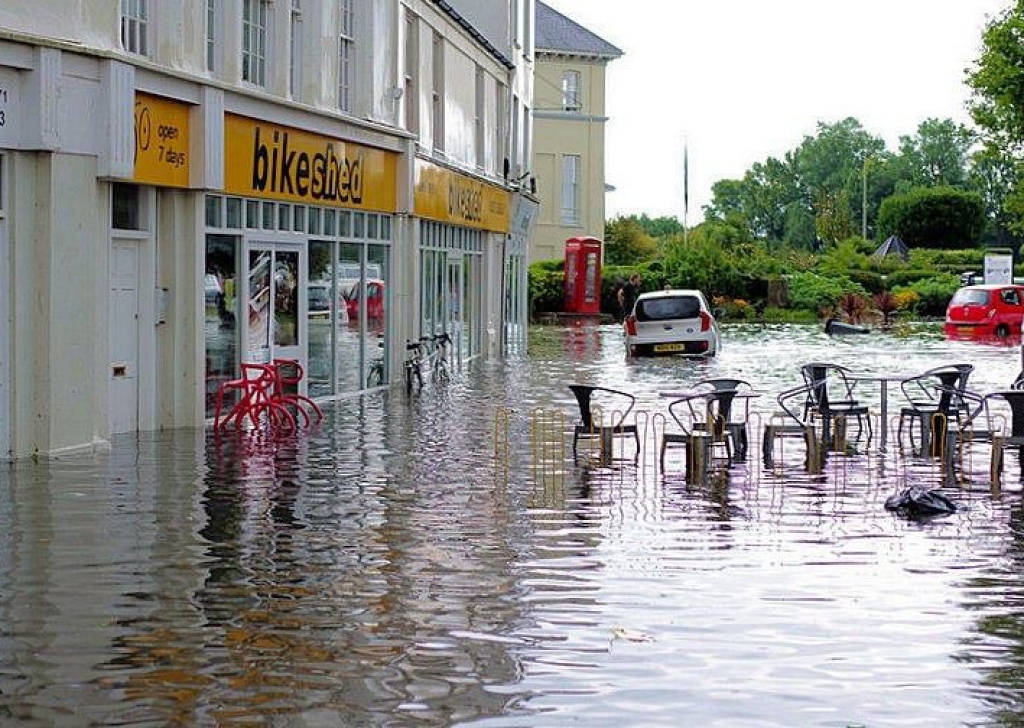 Flooding in Barnstaple on arrival day